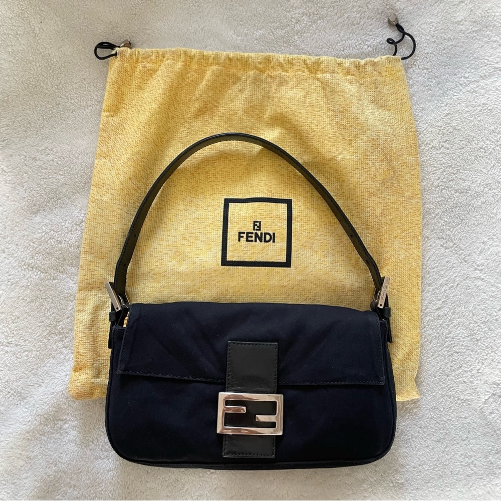 Fendi Black Nylon Baguette Shoulder Bag